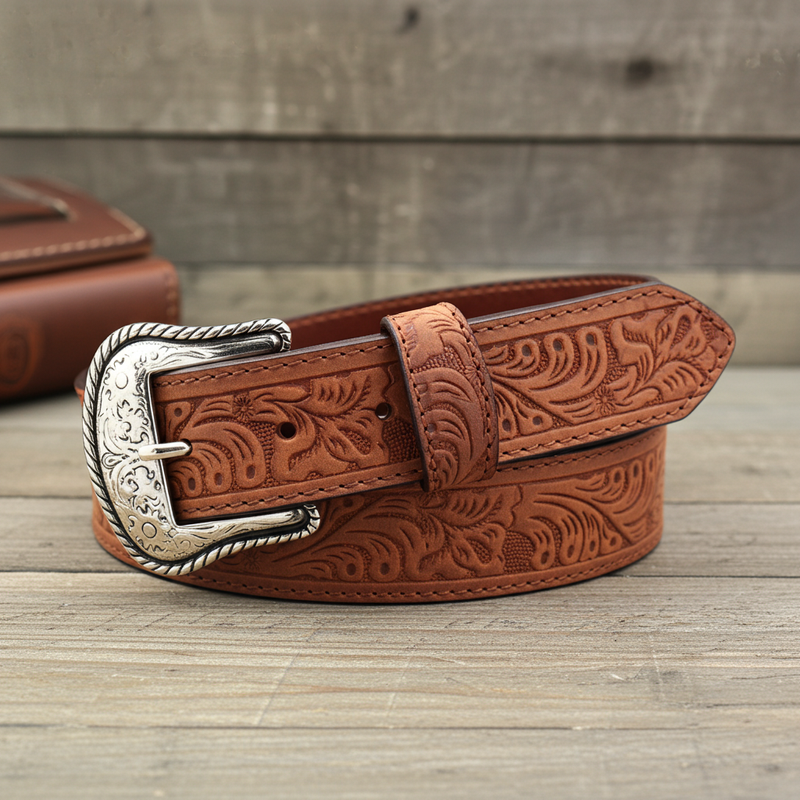 Load image into Gallery viewer, CP1005 - Cowboy Prayer Brown Cowhide Leather Belt
