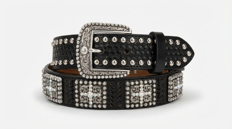 Load image into Gallery viewer, A1014401 - Ariat Men's Black Belt with Cross Conchos
