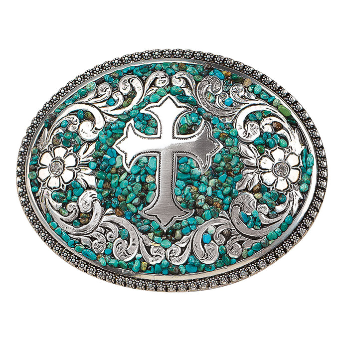 37914 - Blazin Roxx Turquoise Stone Cross Buckle