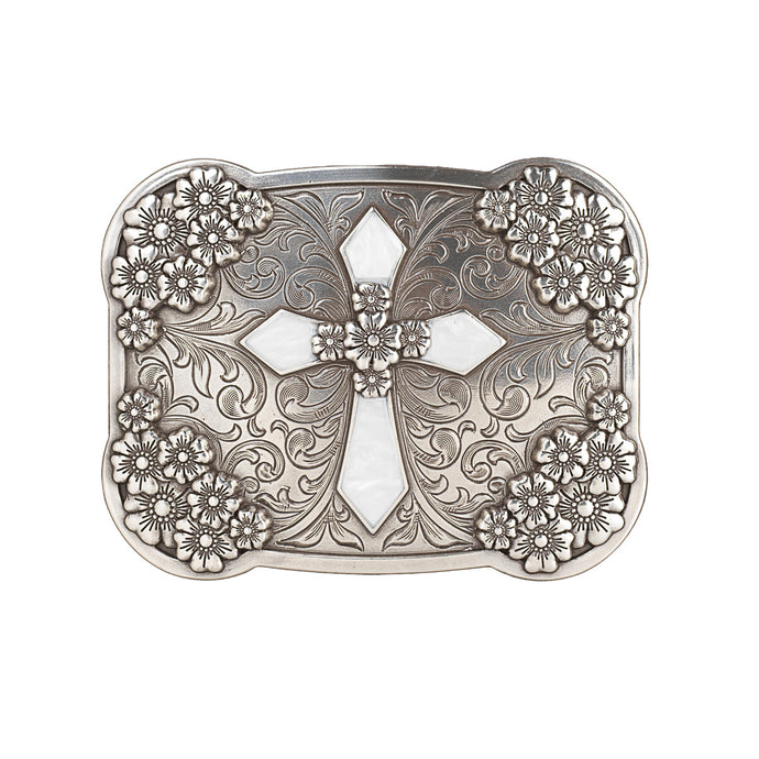 37928 - Nocona Ladies Rectangle Buckle Opal Cross Floral