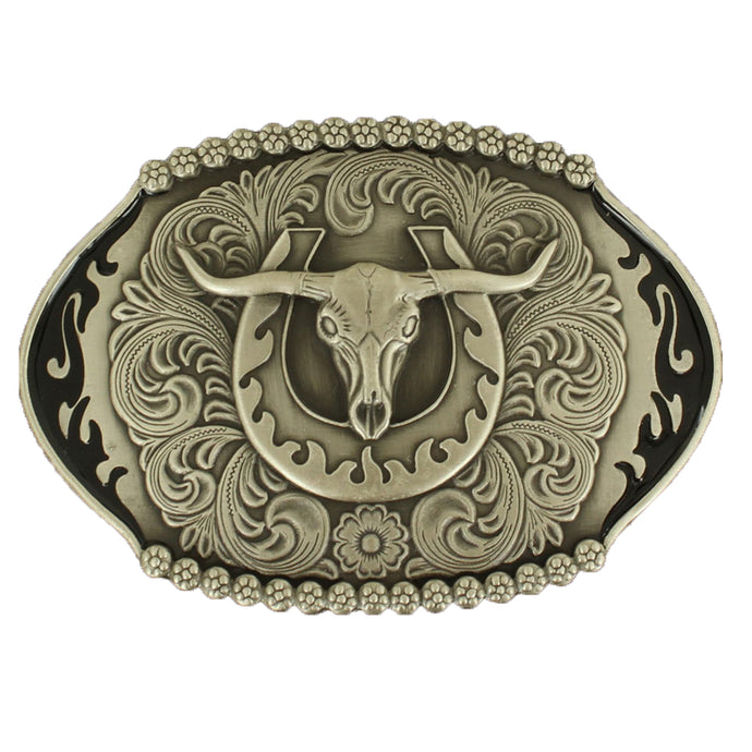 37994 -Oval Berry Edge Skull Horseshoe Buckle