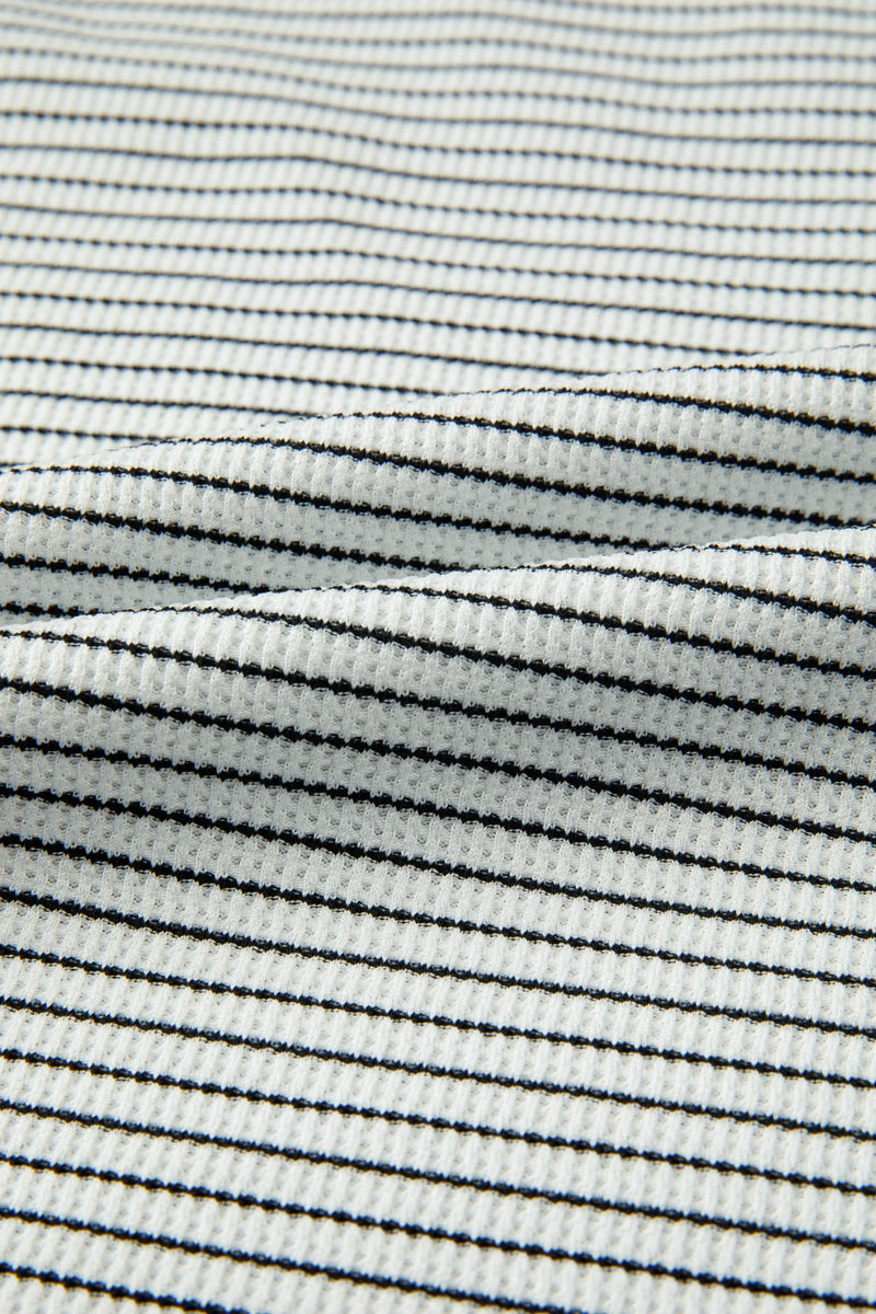 Load image into Gallery viewer, DLLS476 - Ladies Black Stripe Contrasted Ruffle Trim Casual Tank Top
