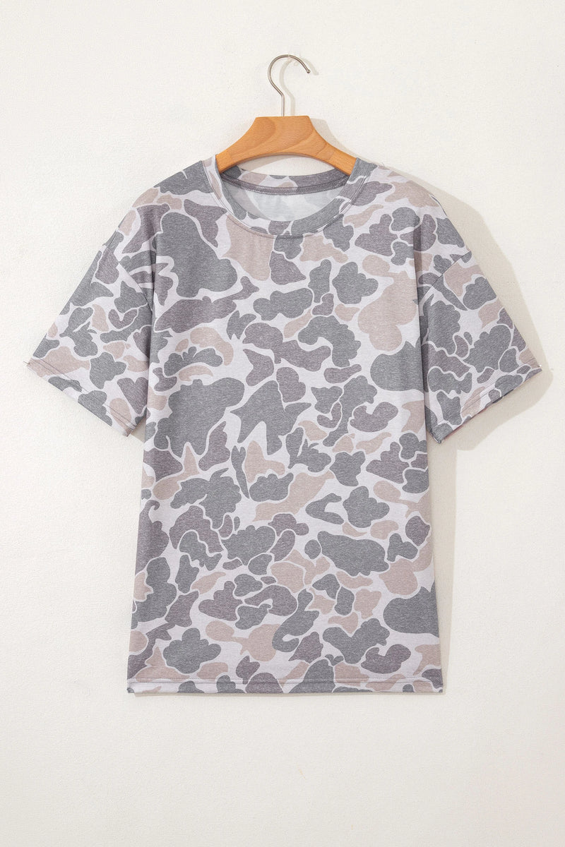Load image into Gallery viewer, DLLS592 - Ladies Multicolor Retro Camouflage Print Women's Casual T Shirt
