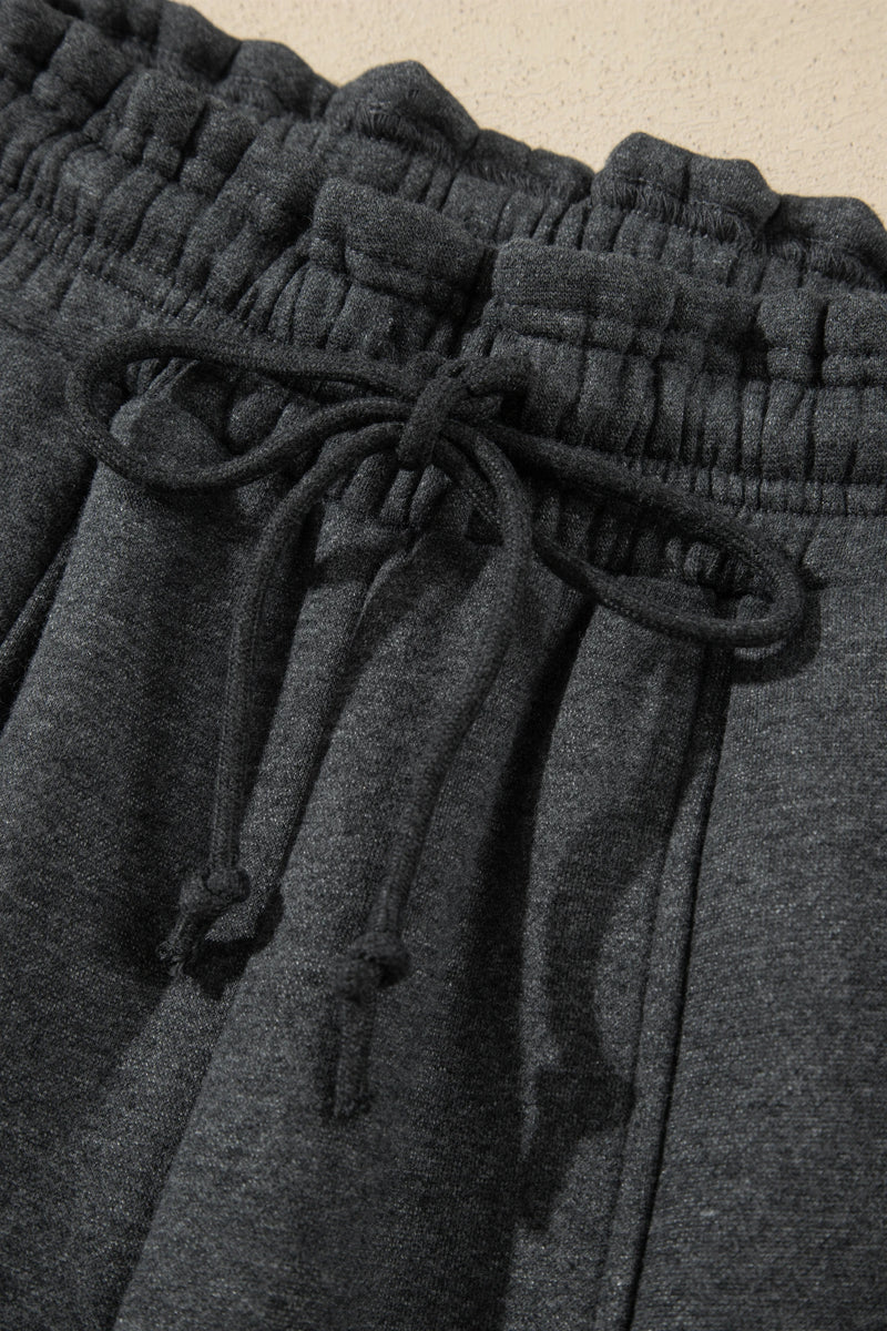 Load image into Gallery viewer, DLLS1084 - Ladies Carbon Grey Solid Colorblock Jogger Pants Set
