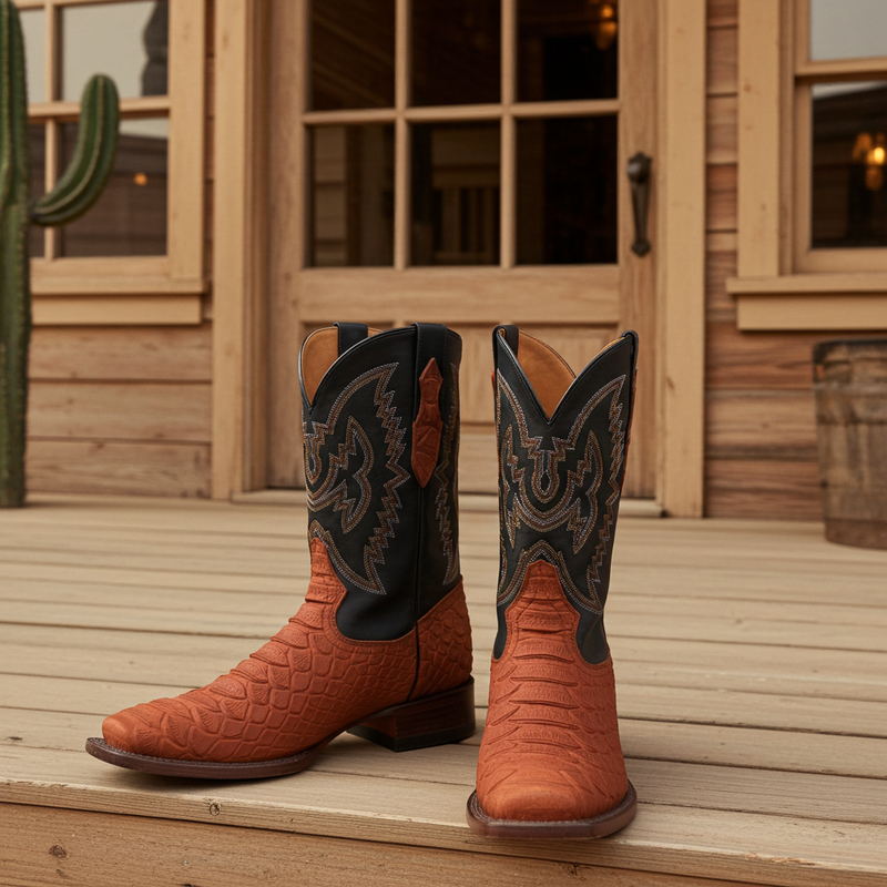 Load image into Gallery viewer, CP1704 - Cowboy Prayer Hand Crafted Rust Brown Python Print Cowboy Boot

