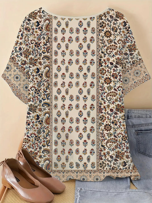 TMTSHT109 - Ladies Floral Print Round Neck Shirt