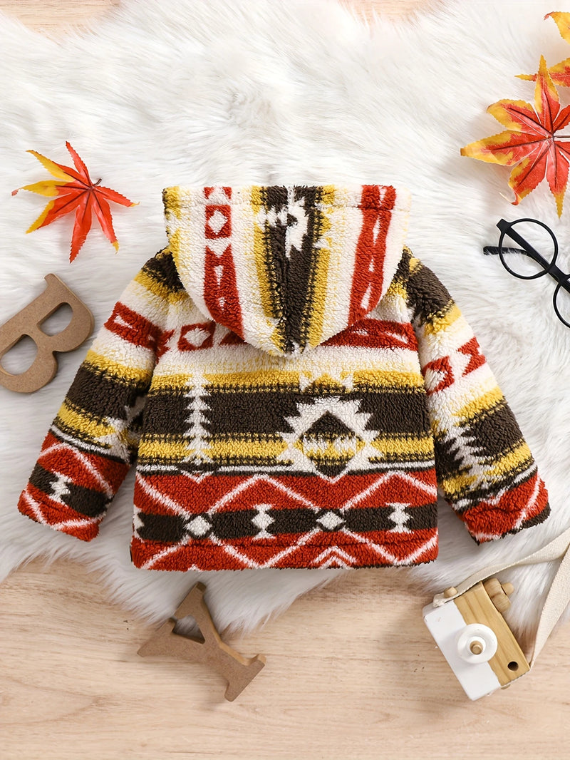 Load image into Gallery viewer, TMCHD31 - Brick Red Aztec Baby &amp; Child Hooded Jacket
