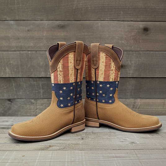 7000 C/Y - RockinLeather Children's Tan Roughout Flag Leather Boot