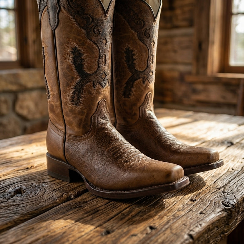 Load image into Gallery viewer, 2808 - RockinLeather Women's Gaucho Orix Leather with Crater Overlay Western Boot
