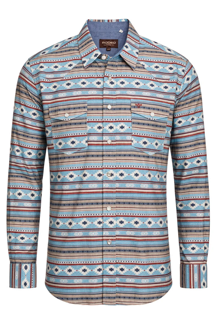 Load image into Gallery viewer, PS100L-1118 - Rodeo Clothing Men's Western Pearl Snap Print Shirt
