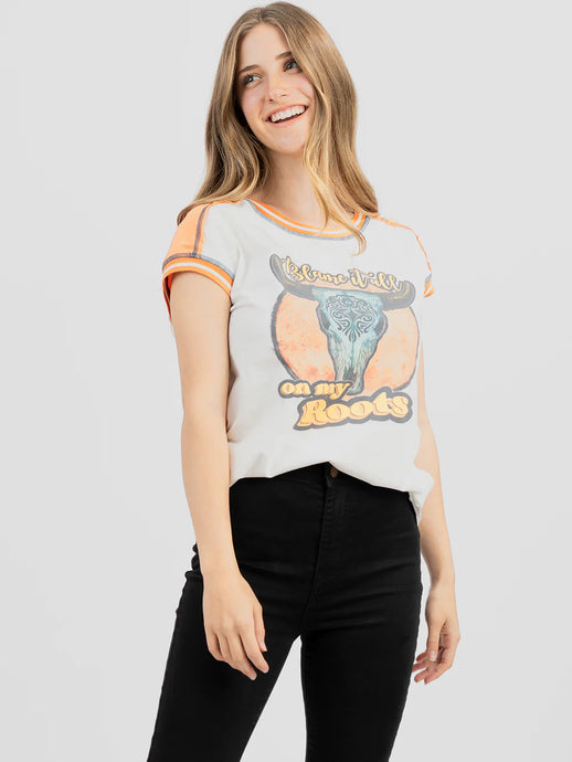 DL-T064WT - Delila Women's Mineral Wash “Cow Skull” Graphic Sleeveless Tee