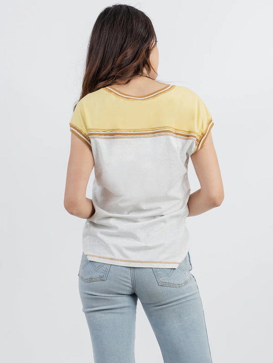 DL-T081GY - Delila Women's Mineral Wash “Wild West” Graphic Short Sleeve Tee