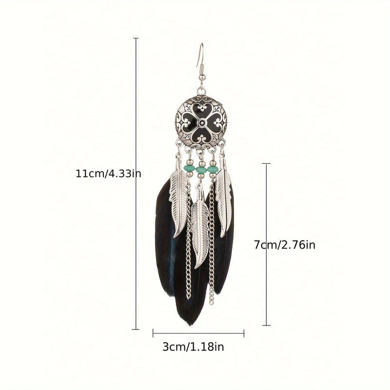 Load image into Gallery viewer, TMER63 - Dangle Earrings with Feather Drops
