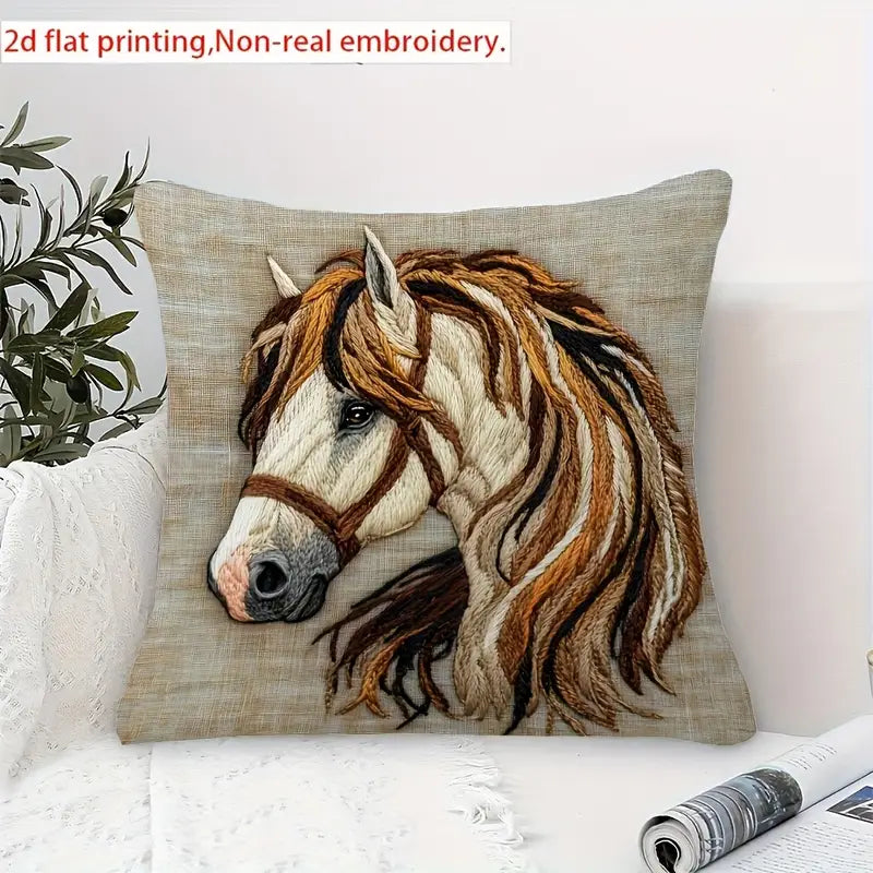 Load image into Gallery viewer, TMPL132 - 1 Piece - 18&quot; x 18&quot; Elegant Horse Throw Pillow
