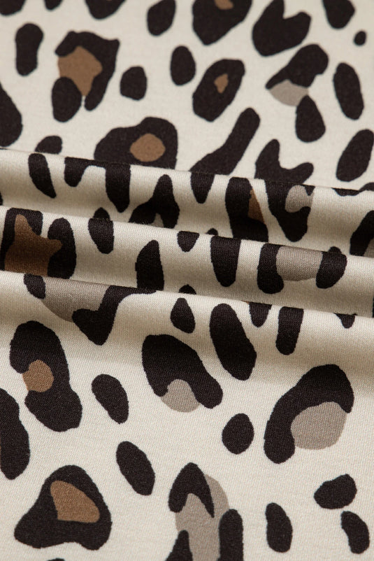 DLLS590 - Ladies Khaki Leopard Wide Leg Cropped Pants