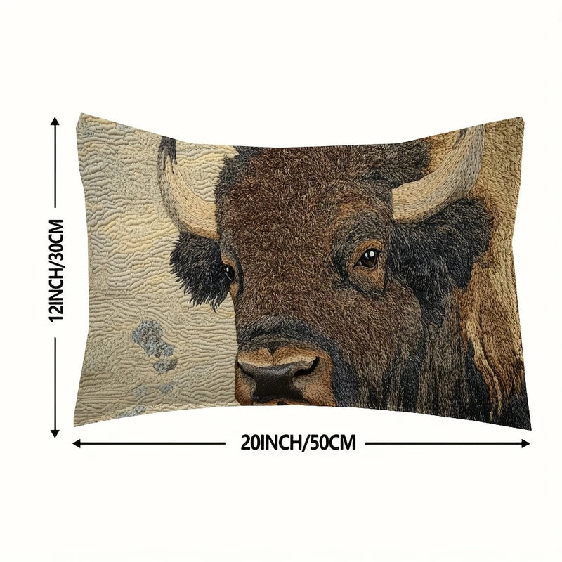 Load image into Gallery viewer, TMPL16 - 1 Piece - 12&quot; x 20&quot; Bison Printed Throw Pillow
