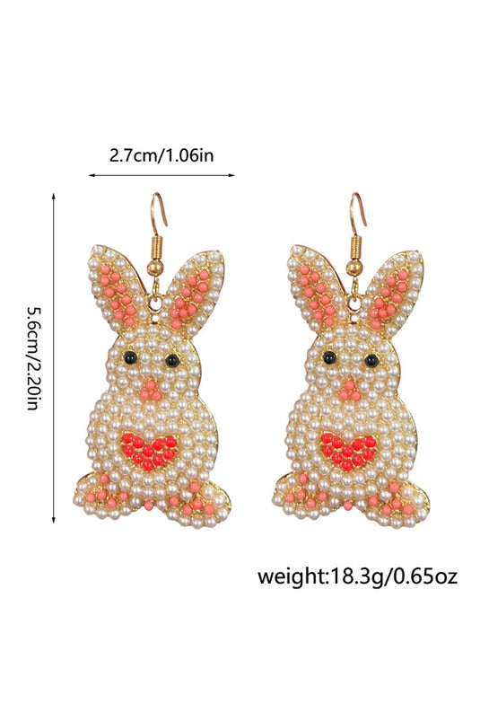 DLLER 29 - White Easter Bunny Luminous Beading Earrings