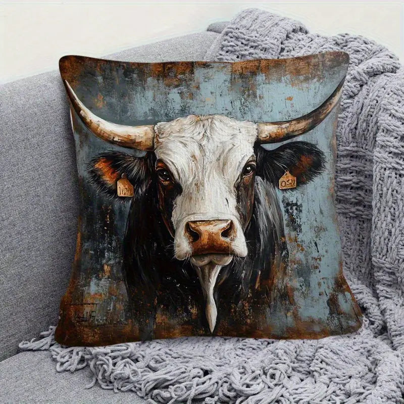 Load image into Gallery viewer, TMPL135 - 1 Piece - 18&quot; x 18&quot; Longhorn Steer Head Throw Pillow
