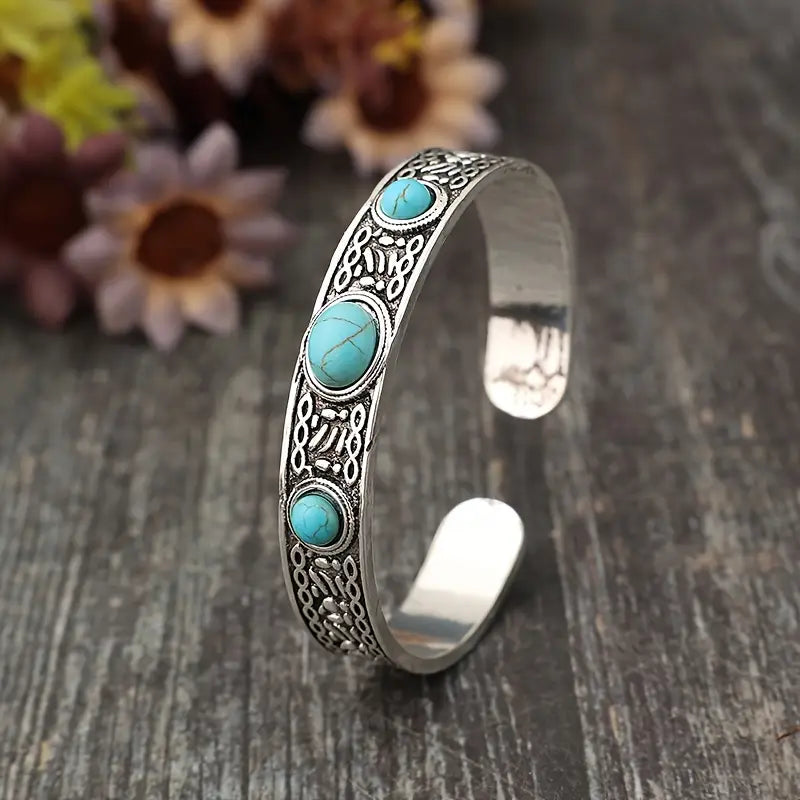 Load image into Gallery viewer, TMBC9 - Synthetic Turquoise Bangle Bracelet
