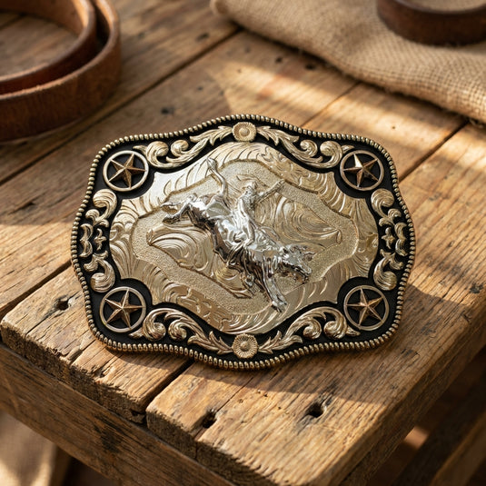 AWW7 - Bullrider Rose Gold 4 Star Buckle