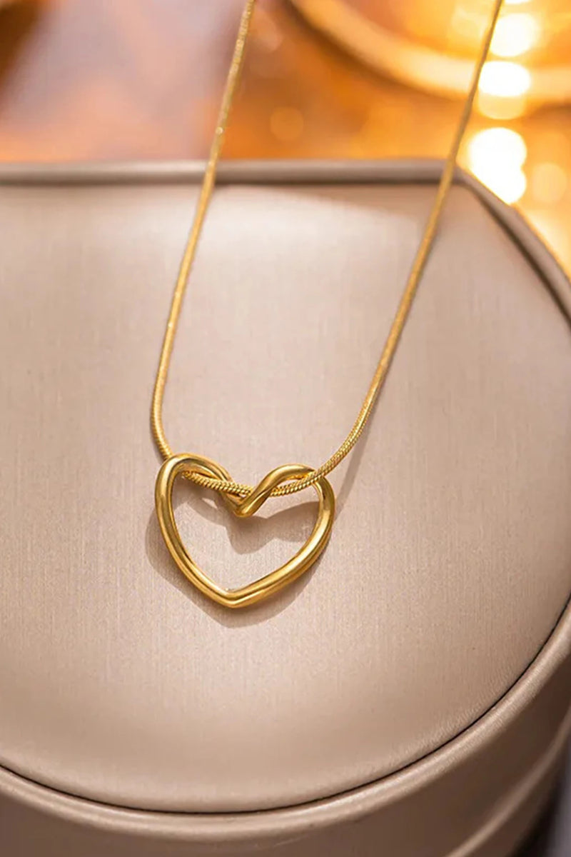Load image into Gallery viewer, DLLNK 13 -  Gold Hollowed Heart Loop Pendant Stainless Plated Necklace
