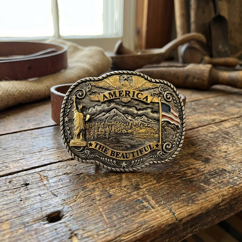 Load image into Gallery viewer, RLB522 - RockinLeather America The Beautiful Belt Buckle
