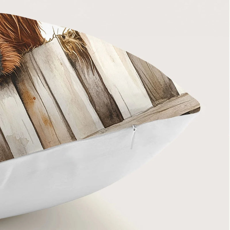 Load image into Gallery viewer, TMPLT6 - Set of 2 Highland Cow Printed Throw Pillows
