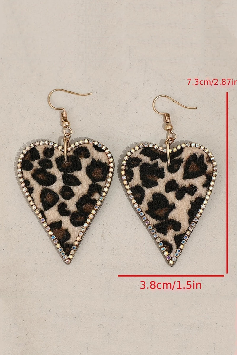 Load image into Gallery viewer, DLLER 6 - Multicolour Rhinestone Edge Leopard Print Heart Shape Earrings
