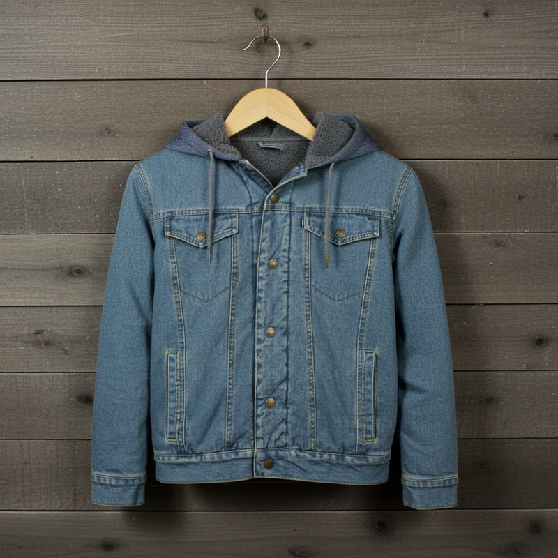 Load image into Gallery viewer, HJ097DE - Hooey Denim Hooded Jacket Dark Navy Fleece Lining
