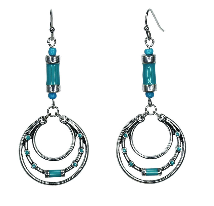 2422020634 - Justin Turquoise Triple Hoop Earrings