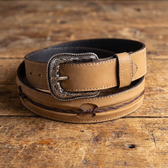 B1050 - RockinLeather Distressed Brown Cowhide with Barbed Inlay