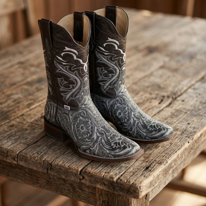 Load image into Gallery viewer, 1220 - RockinLeather Men's Sedona Distressed Stamped Cowhide Leather Boot
