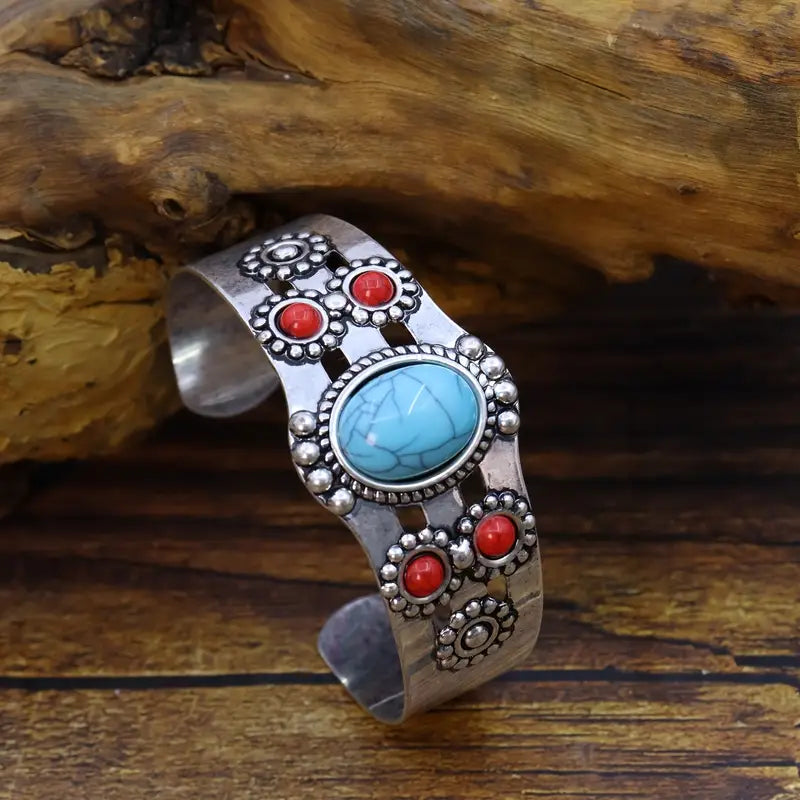 Load image into Gallery viewer, TMBC44 - Multi Colored Stones Open Bracelet
