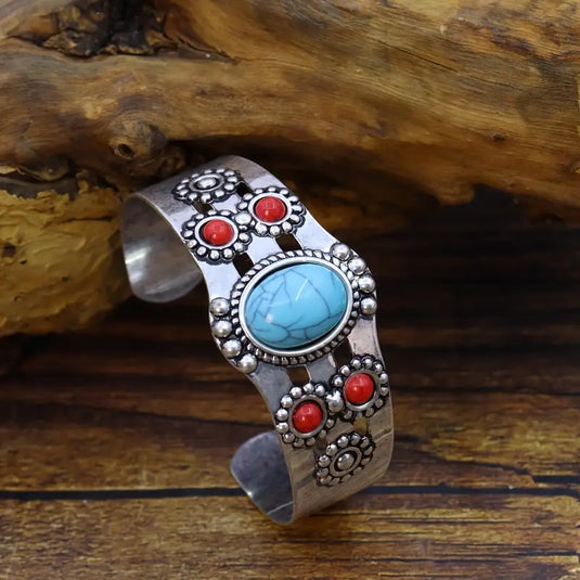TMBC44 - Multi Colored Stones Open Bracelet
