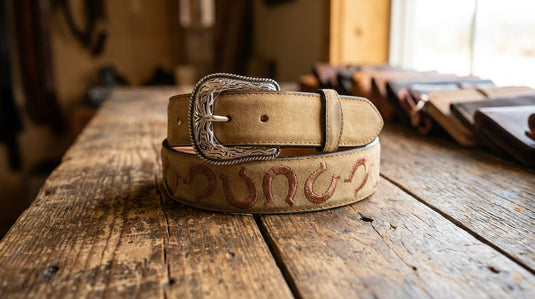 B27 - RockinLeather Brown Belt with Horseshoe Stitching