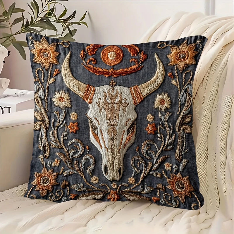 Load image into Gallery viewer, TMPL3 - 2 Piece Steer Skull Western Throw Pillows
