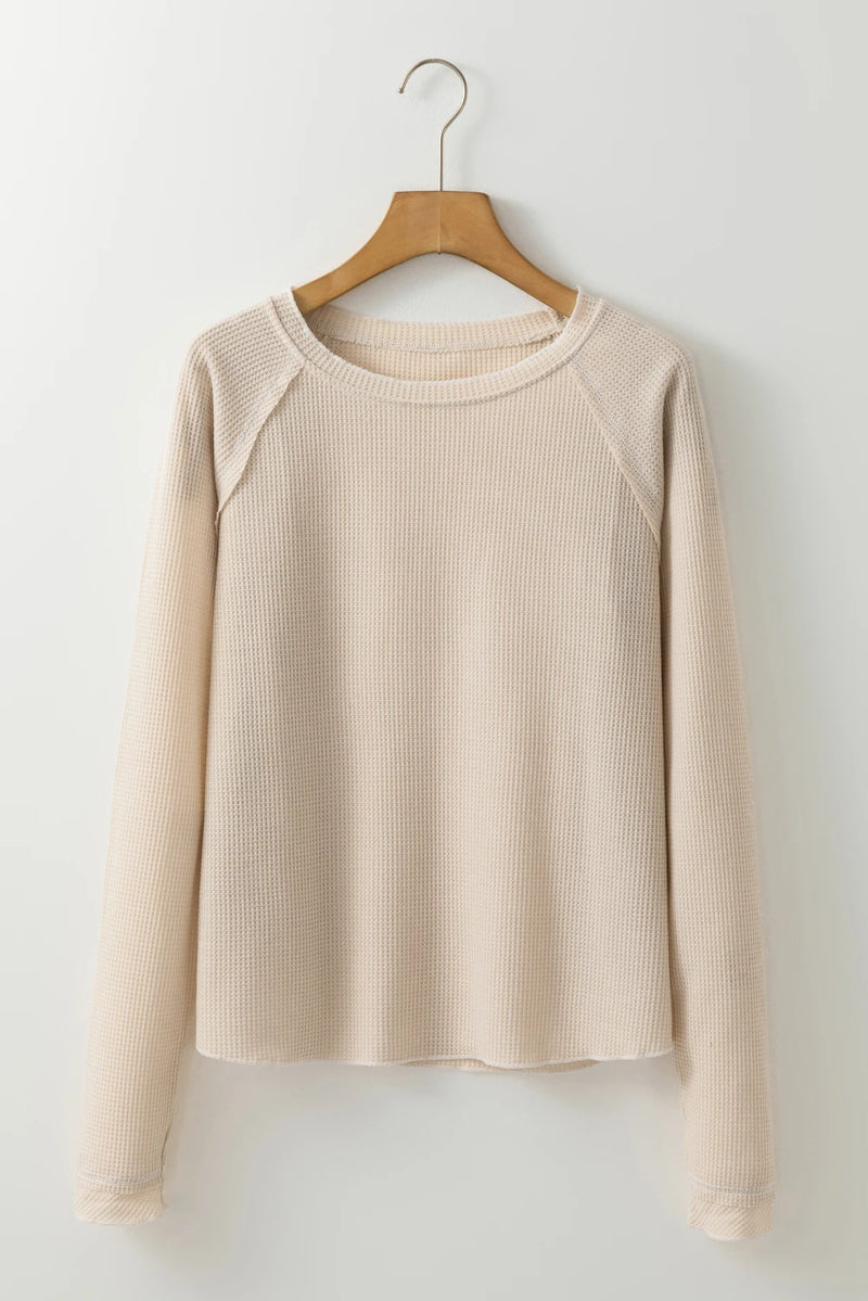Load image into Gallery viewer, DLLS209 - Ladies Apricot Textured Round Neck Long Sleeve Top
