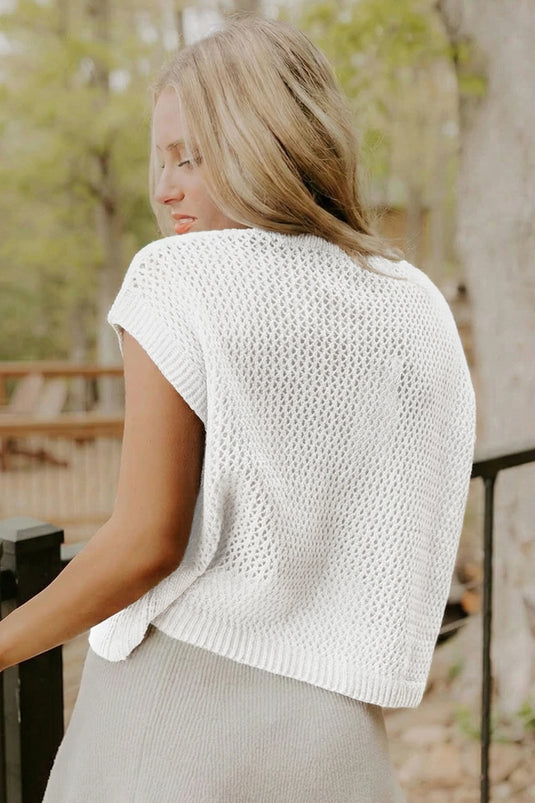 DLLS516 - Ladies White Flag Graphic Short Sleeve Sweater Top