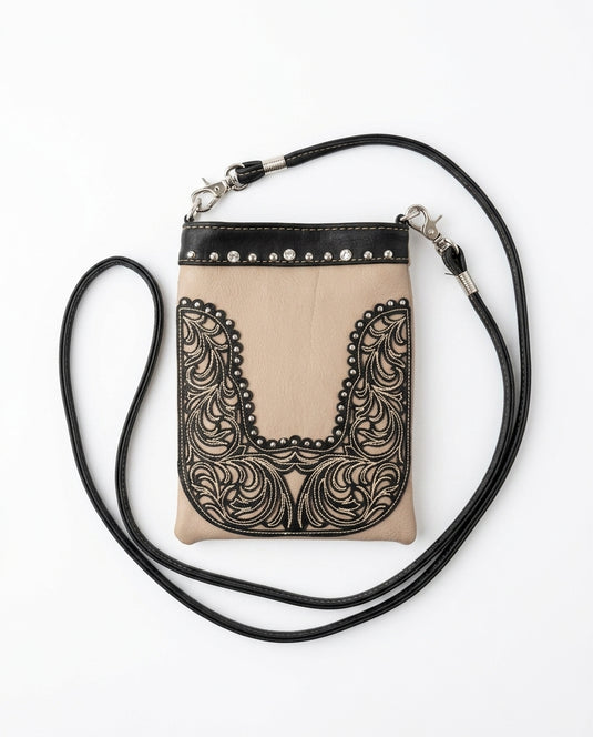 Rainbow Purse 5 - Khaki with Black Floral Design