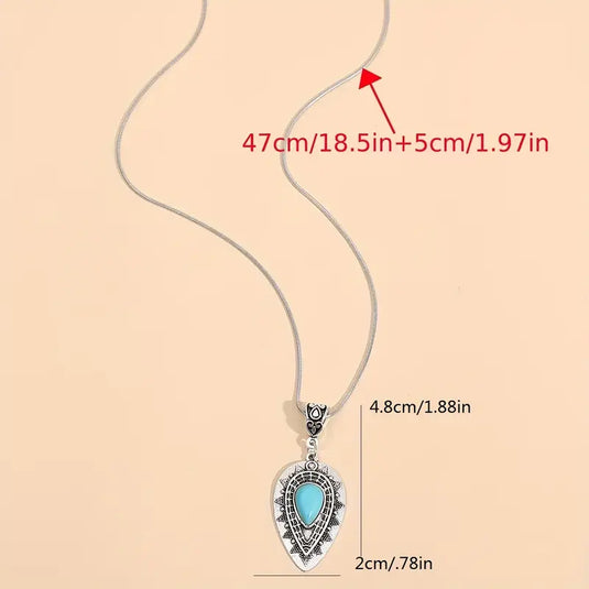 TMNK8 - Waterdrop Turquoise Pendant Necklace
