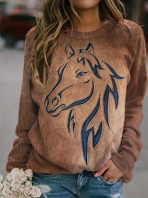 TMSWST10 - Women's Horse Print Sweatshirt