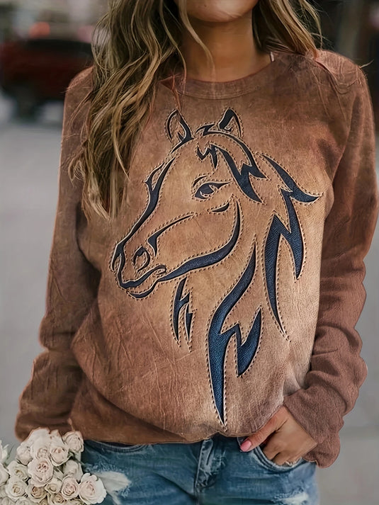 TMSWST10 - Women's Horse Print Sweatshirt