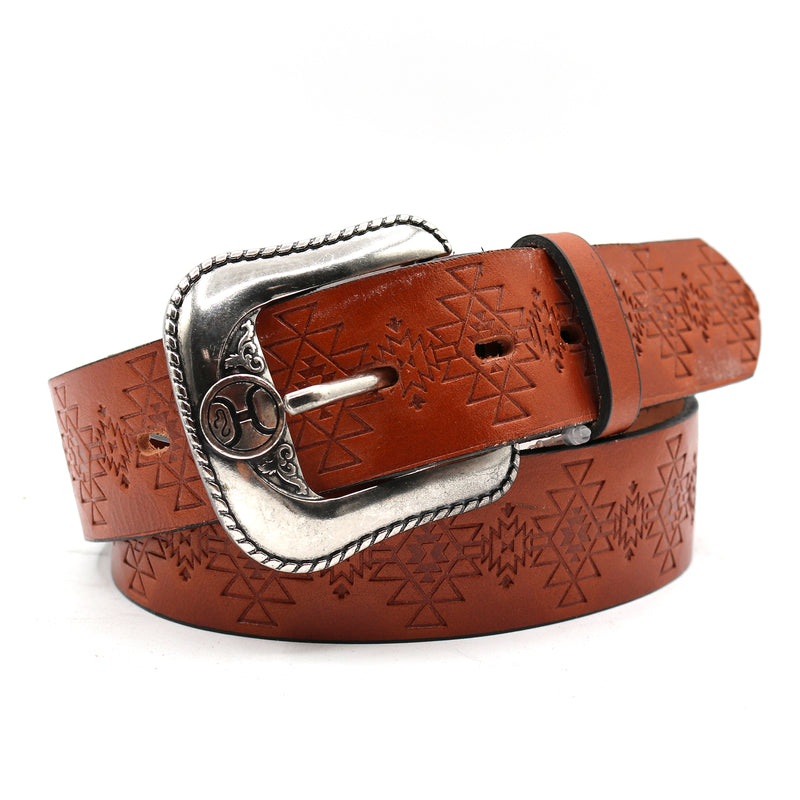 Load image into Gallery viewer, HMBLT044 - Hooey Classic Bomber 1.5&quot; Tan Leather Belt with Monterey Embossed Pattern
