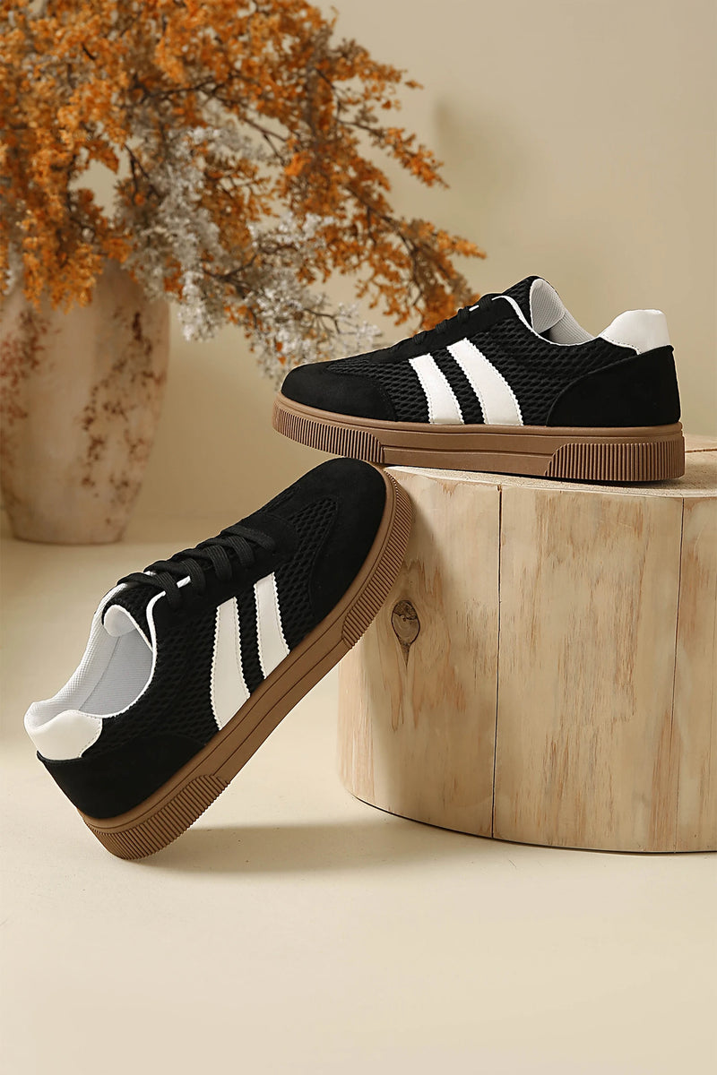 Load image into Gallery viewer, DLLSHOE 96 - Color Black Breathable Mesh Patchwork Lace Up Flat Shoes
