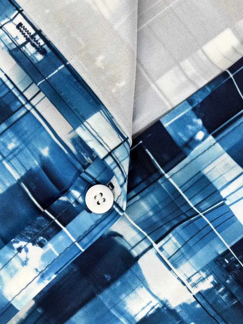 Load image into Gallery viewer, TMWST18 - Ocean Blue Checkered Western Shirt
