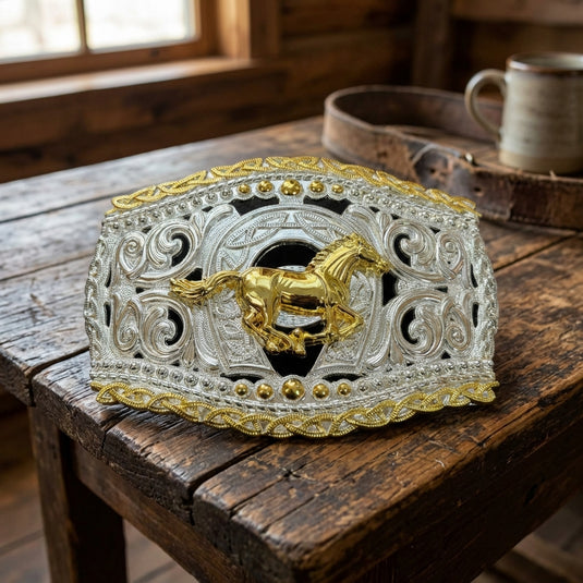 AWW9 - Horse Two Toned Buckle