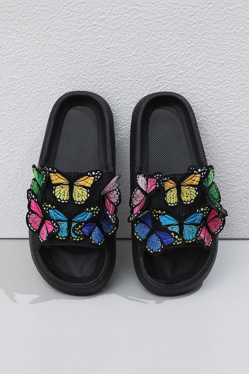 Load image into Gallery viewer, DLLSHOE 161 - Color Black 3D Butterfly Patch Detail Casual EVA Slippers
