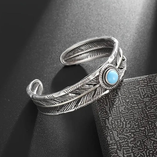 TMBC6 - Synthetic Turquoise Open Bangle Bracelet