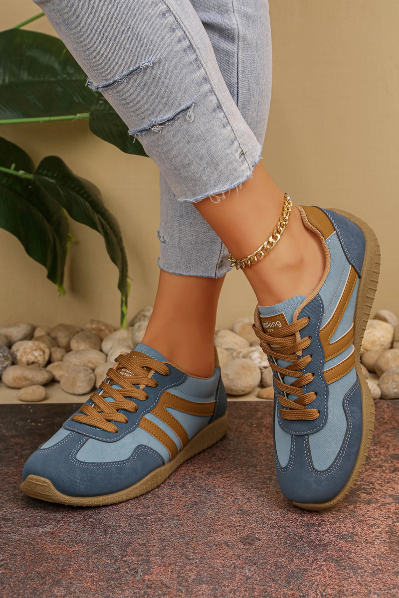 Load image into Gallery viewer, DLLSHOE 77 - Ashleigh Blue Retro Vegan Leather Athletic Detail Lace Up Shoes
