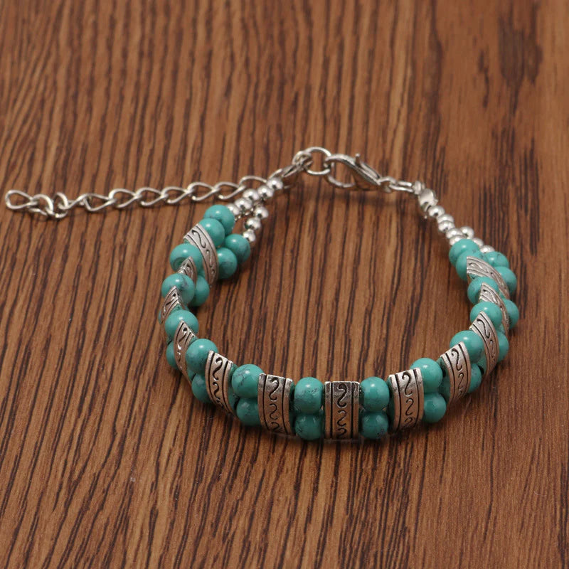 Load image into Gallery viewer, ACCBC 5 - Double Rowed Turquoise Vintage Carved Bracelet
